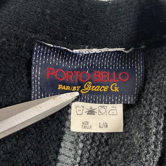 Vintage Porto Bello Textured Cardigan Sweater Mens Medium Biggie Cosby Grunge 3D - Picture 4 of 10